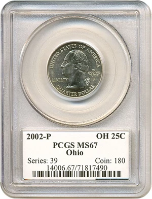 image for: 2002-P 25c Ohio PCGS MS67
