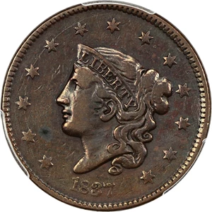 image for: 1837 1c PCGS VF Details (Medium Letters, Cleaned)