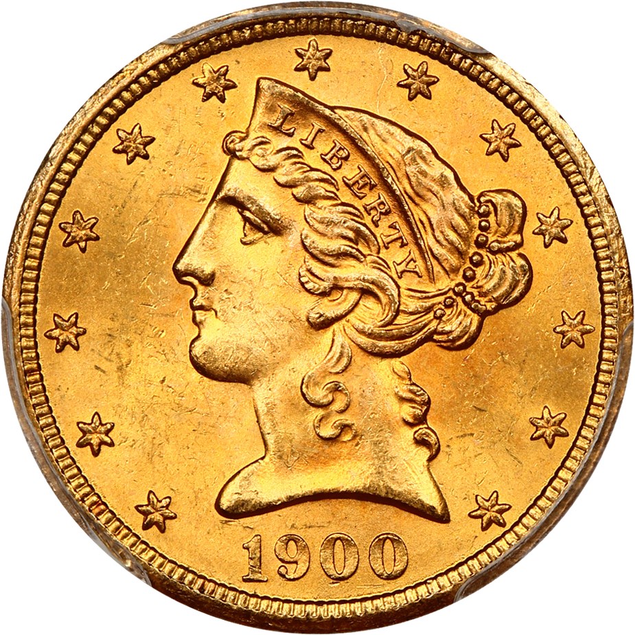 image for: 1900-S $5 PCGS/CAC MS64+ ex: D.L. Hansen