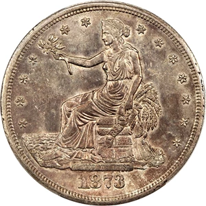 image for: 1873-S Trade$ PCGS MS62 ex: D.L. Hansen