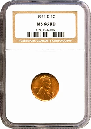image for: 1931-D 1c NGC MS66 RD