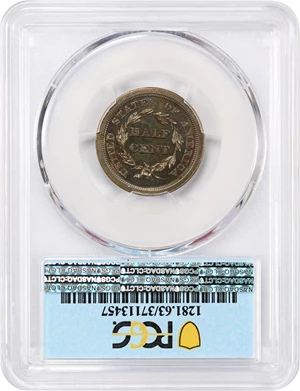 image for: 1845 1/2c PCGS Proof 63 BN (Restrike) ex: D.L. Hansen