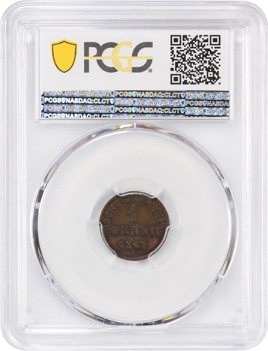image for: German States: Hess-Darm 1867 1 Pfg PCGS AU55 (KM-337)