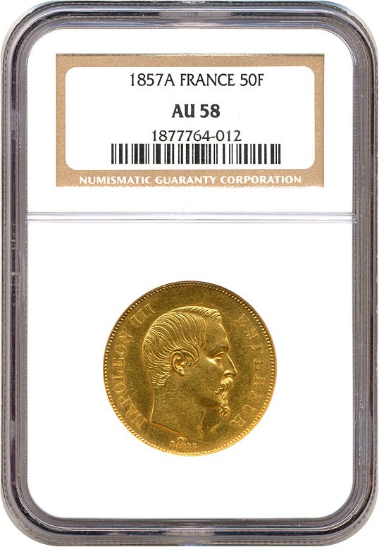 image for: France: 1857-A 50 Fr  NGC AU58 (KM-785.1)