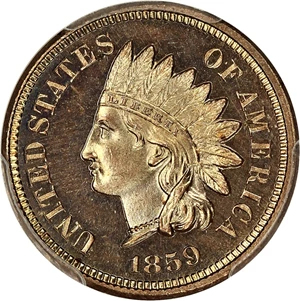 image for: 1859 1c PCGS Proof 65 ex: D.L. Hansen