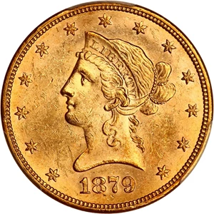 image for: 1879 $10 PCGS/CAC MS62+ ex: D.L. Hansen