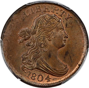 image for: 1804 Plain 4, No Stems 1/2c PCGS MS64 BN (C-13) ex: Goodridge/D.L. Hansen