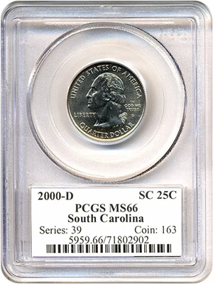 image for: 2000-D 25c South Carolina PCGS MS66
