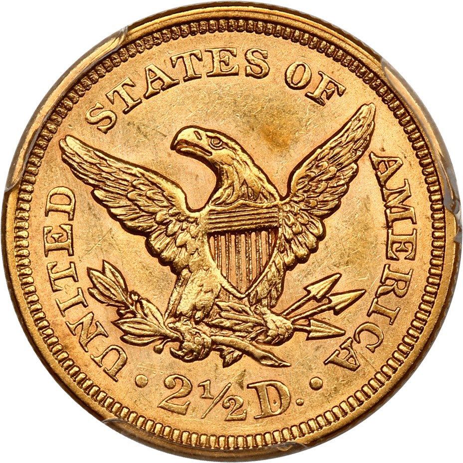 image for: 1859 $2 1/2 PCGS AU58 (Old Reverse)