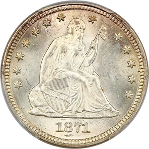 image for: 1871 25c PCGS MS65 ex: D.L. Hansen