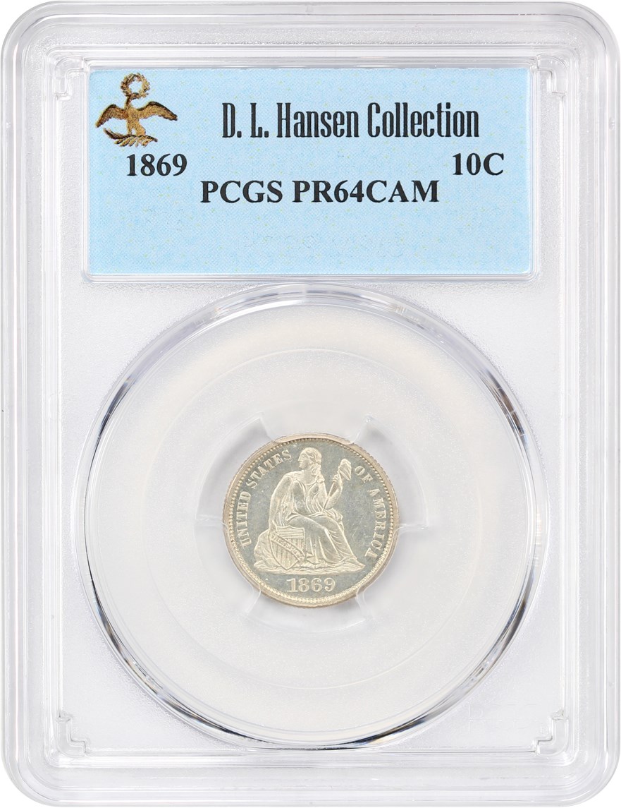 image for: 1869 10c PCGS Proof 64 CAM ex: D.L. Hansen