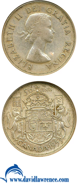 image for: Canada: 1953 50C LD Strap NGC XF45