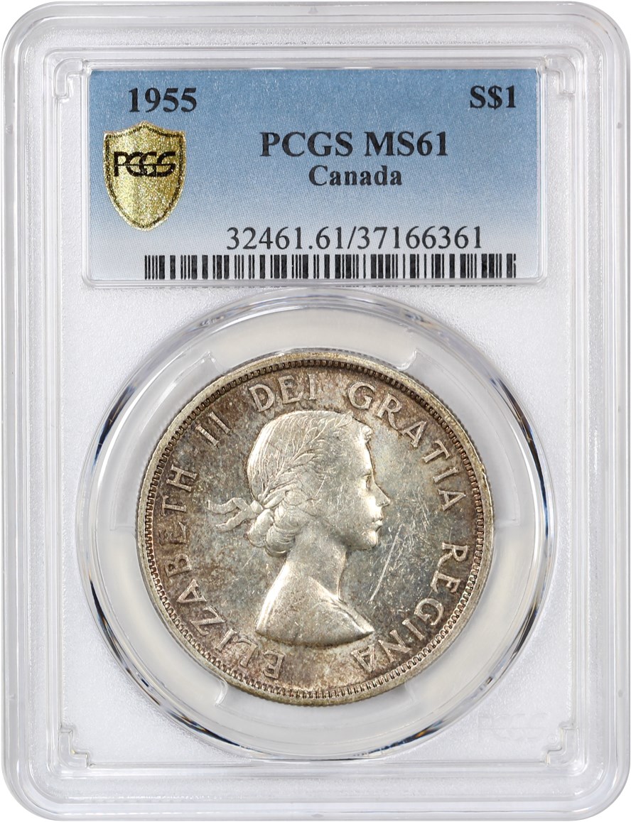 image for: Canada: 1955 $1 PCGS MS61 (KM-54)