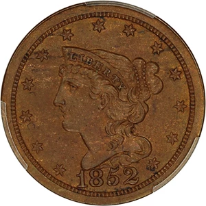 image for: 1852 1/2c PCGS Proof 64 BN (Restrike) ex: D.L. Hansen