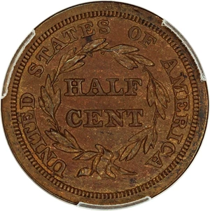 image for: 1852 1/2c PCGS Proof 64 BN (Restrike) ex: D.L. Hansen