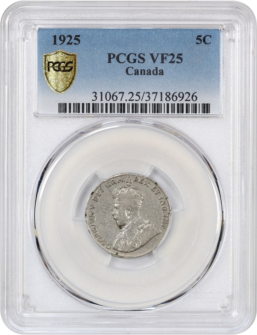 image for: Canda: 1925 5C PCGS VF25 (KM-29)