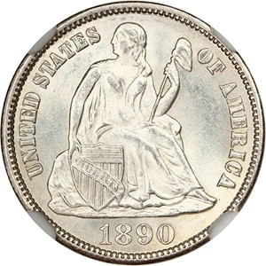 image for: 1890-S 10c NGC MS65