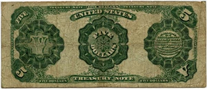 image for: FR. 363 1891 $5 Treasury Note PMG Fine 15