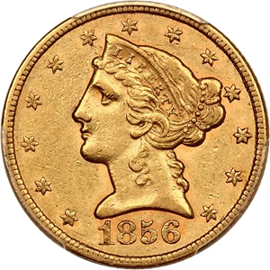 image for: 1856 $5 PCGS AU53