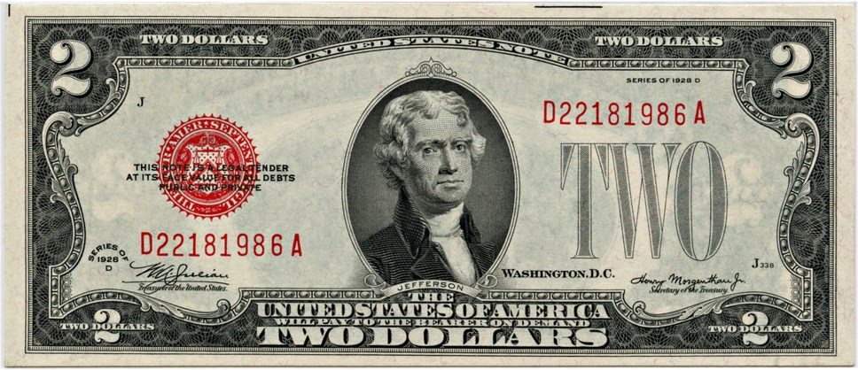 image for: FR. 1505 1928D $2 Legal Tender PMG Choice Unc 64 EPQ