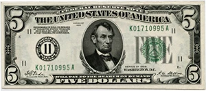 image for: FR. 1950K 1928 $5 FRN Dallas PMG Choice Unc 64 EPQ (As Made Paper Wrinkles)