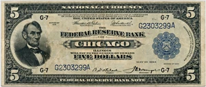 image for: FR. 794 1918 $5 FRBN Chicago PMG Very Fine 25