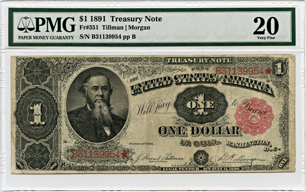 image for: FR. 351 1891 $1 Treasury Note PMG Very Fine 20