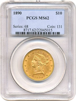 image for: 1890 $10 PCGS MS62