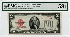 image for: FR. 1501 1928 $2 Legal Tender PMG About Unc 58 EPQ
