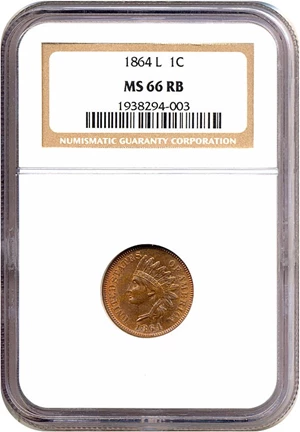 image for: 1864-L 1c NGC MS66 RB