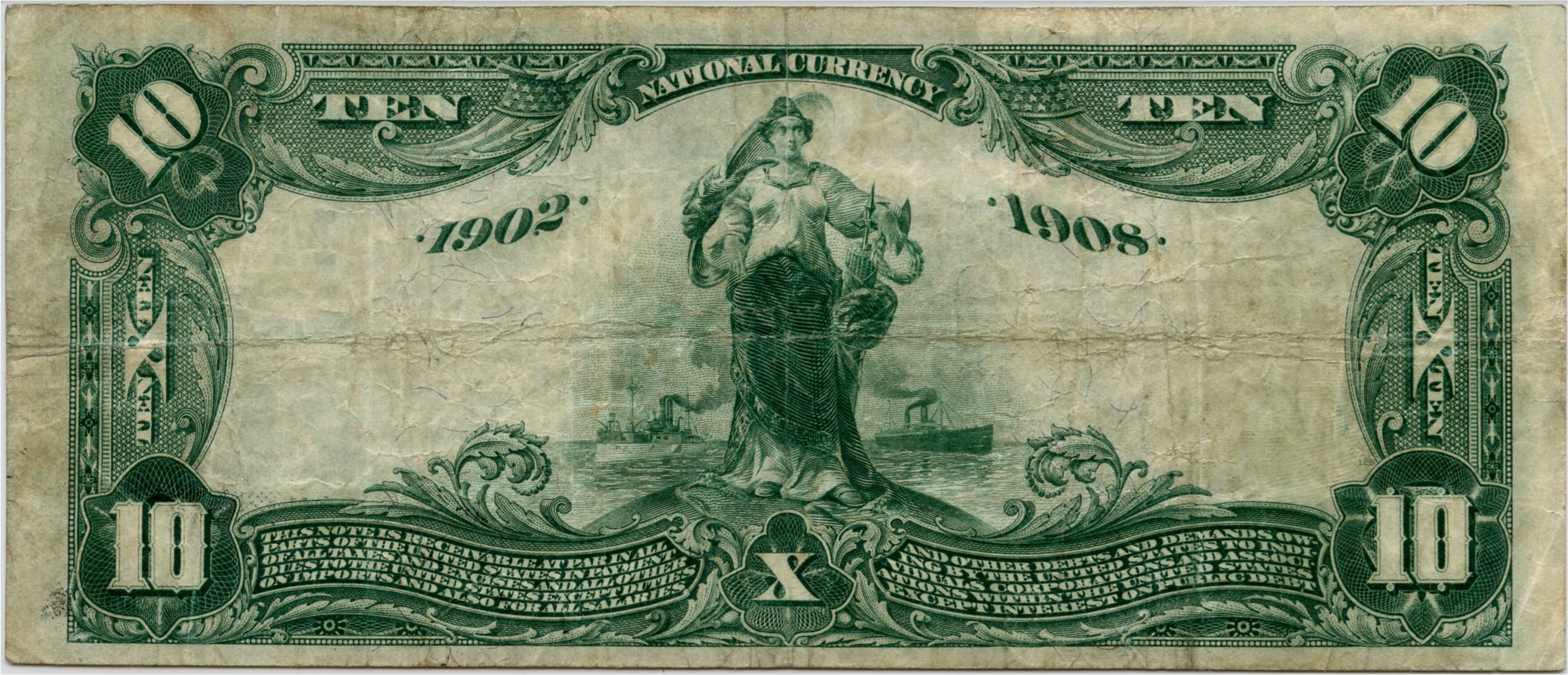 image for: FR. 618 1902 3rd Charter Period 2nd Issue Date Back $10 Saint Louis, Missouri PMG Very Fine 25