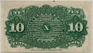 image for: FR. 1257 Bust of Liberty 10c Fourth Issue PMG Unc 62 (Minor Rust)