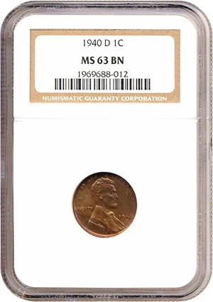 image for: 1940-D 1c NGC MS63 BN