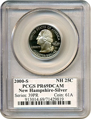 image for: 2000-S 25c New Hampshire-Silver PCGS Proof 69 DCameo