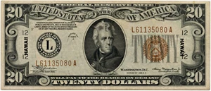 image for: FR. 2305 1934A Hawaiian $20 WWII Emergency Issue PMG Very Fine 30