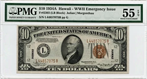 image for: FR. 2303 1934A Hawaiian $10 WWII Emergency Issue PMG About Unc 55 EPQ