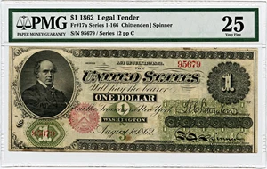 image for: FR. 17a 1862 $1 Legal Tender PMG Very Fine 25 (Rust)