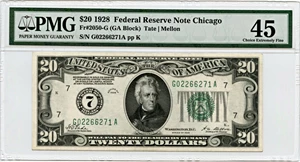 image for: FR. 2050G 1928 $20 FRN Chicago PMG Extremely Fine 45