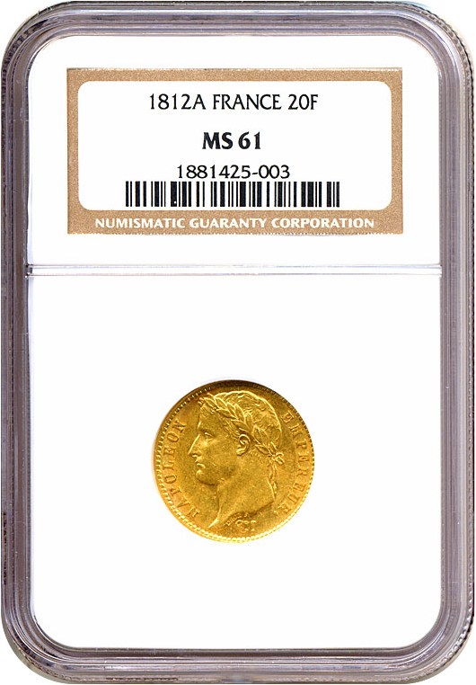image for: France: 1812-A 20 Fr  NGC MS61 (KM-695.1)