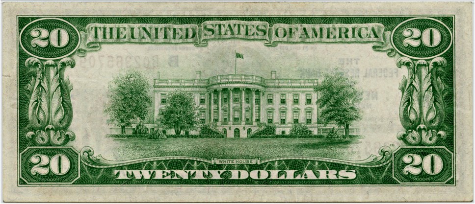 image for: FR. 1870B 1929 $20 FRBN New York PMG About Unc 53 (Small Tear)