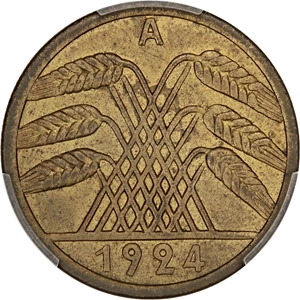 image for: Germany: Weimar Rep. 1924-A 50 Rtpf PCGS MS62 (KM #41)