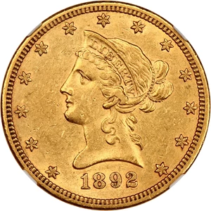 image for: 1892-CC TDR $10 NGC/CAC AU55 (FS-801)