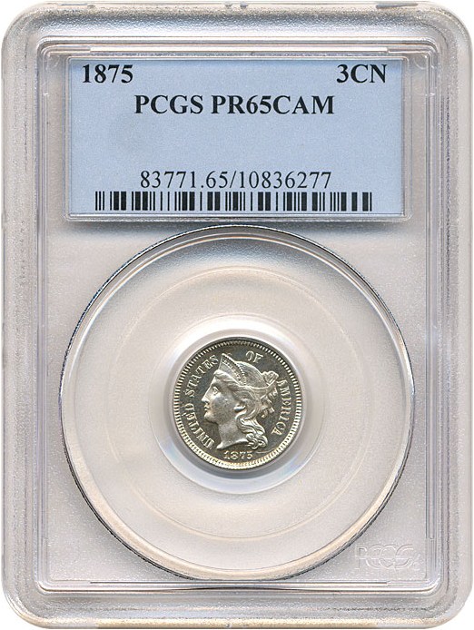 image for: 1875 3cN  PCGS Proof 65 Cameo