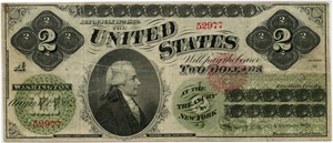 image for: FR. 41a 1862 $2 Legal Tender PMG Very Fine 25