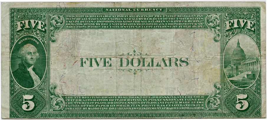 image for: FR. 574 1882 2nd Charter Period 3rd Issue Value Back $5 Quincy, Illinois PMG Very Fine 25