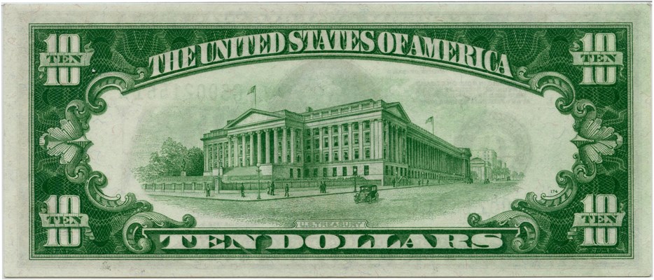 image for: FR. 2002-Glgs 1928B $10 FRN Chicago PMG About Unc 58 EPQ