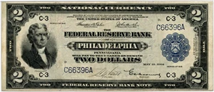 image for: FR. 753 1918 $2 FRBN Philadelphia PMG Very Fine 30 (Previously Mounted)