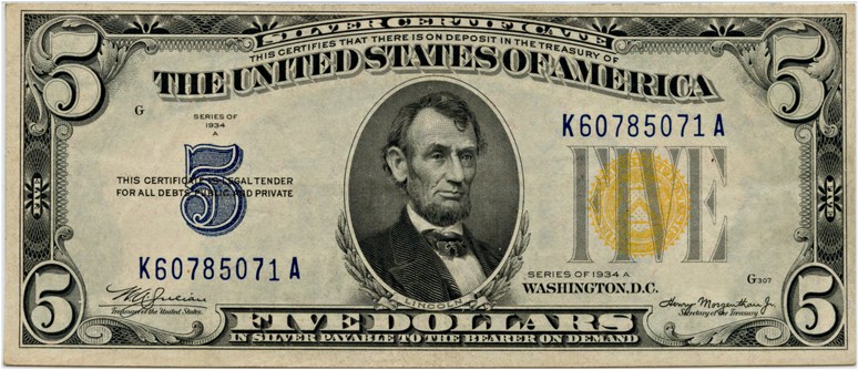 image for: FR. 2307Lfp 1934A North Africa $5 WWII Emergency Issue PMG About Unc 53 EPQ