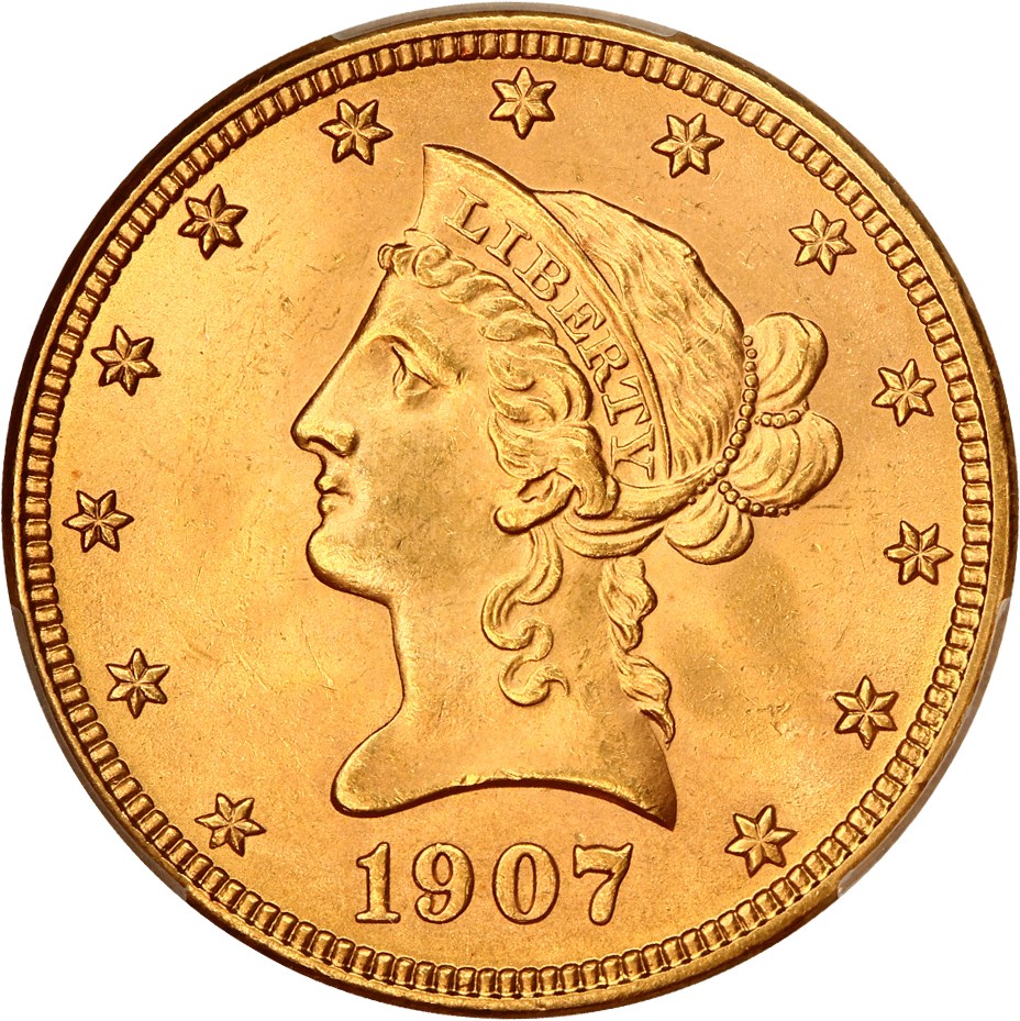 image for: 1907-D $10 PCGS MS65