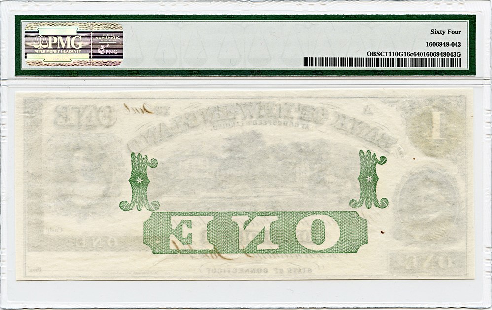 image for: CT-110-G16c 1860s $1 Connecticut, East Haddam PMG Choice Unc 64 EPQ